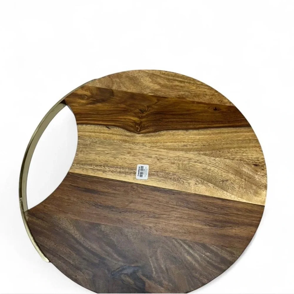 Crate&Barrel Beck Cheese Board and 3 Gold Cheese Knives Set